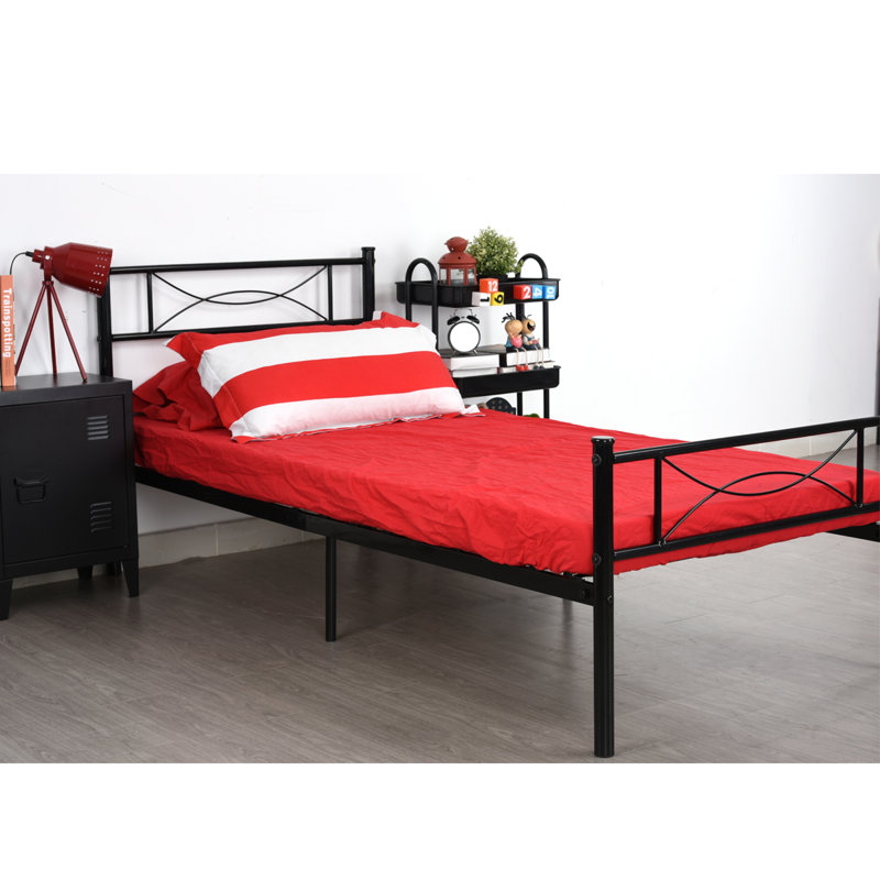 Winston Porter Metal Bed Frame Single Bed Platform, With Bowknot Headboard And Footboard, Strong